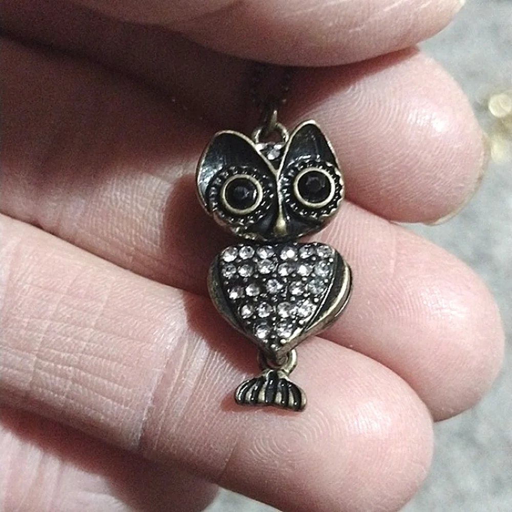 AEROPOSTALE BRASS-TONE OWL AND UNBRANDED SILVER-TONE OWL PENDANT NECKLACES